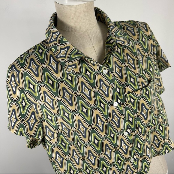 Forever 21 Stylish Geometric Patterned Women's Top cropped L - Picture 5 of 10